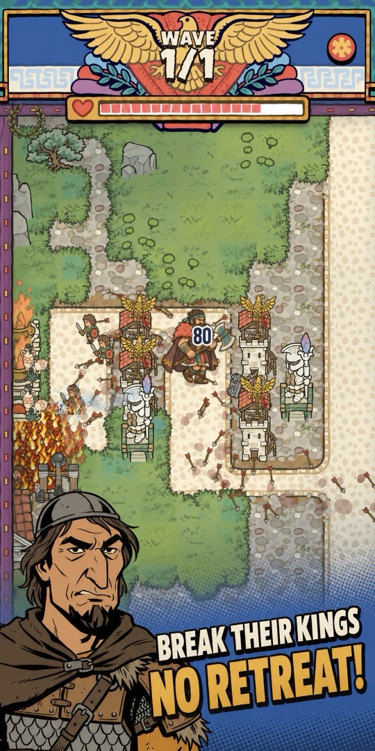 A warband king pushing into the towers